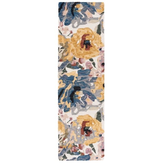 SAFAVIEH Jardin Constance Floral Runner Rug, Ivory/Pink, 2'3" x 8'
