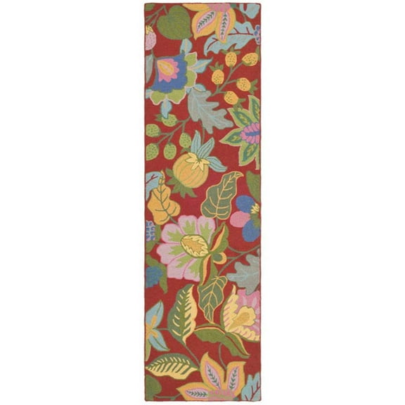SAFAVIEH Jardin Coriander Floral Wool Runner Rug, Red/Multi, 2'3" x 8'