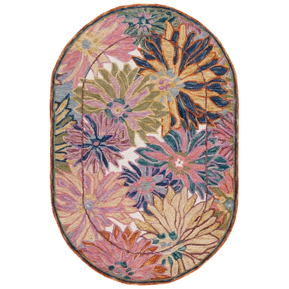 SAFAVIEH Jardin Corine Floral Area Rug, Pink/Rust, 4' x 6' Oval