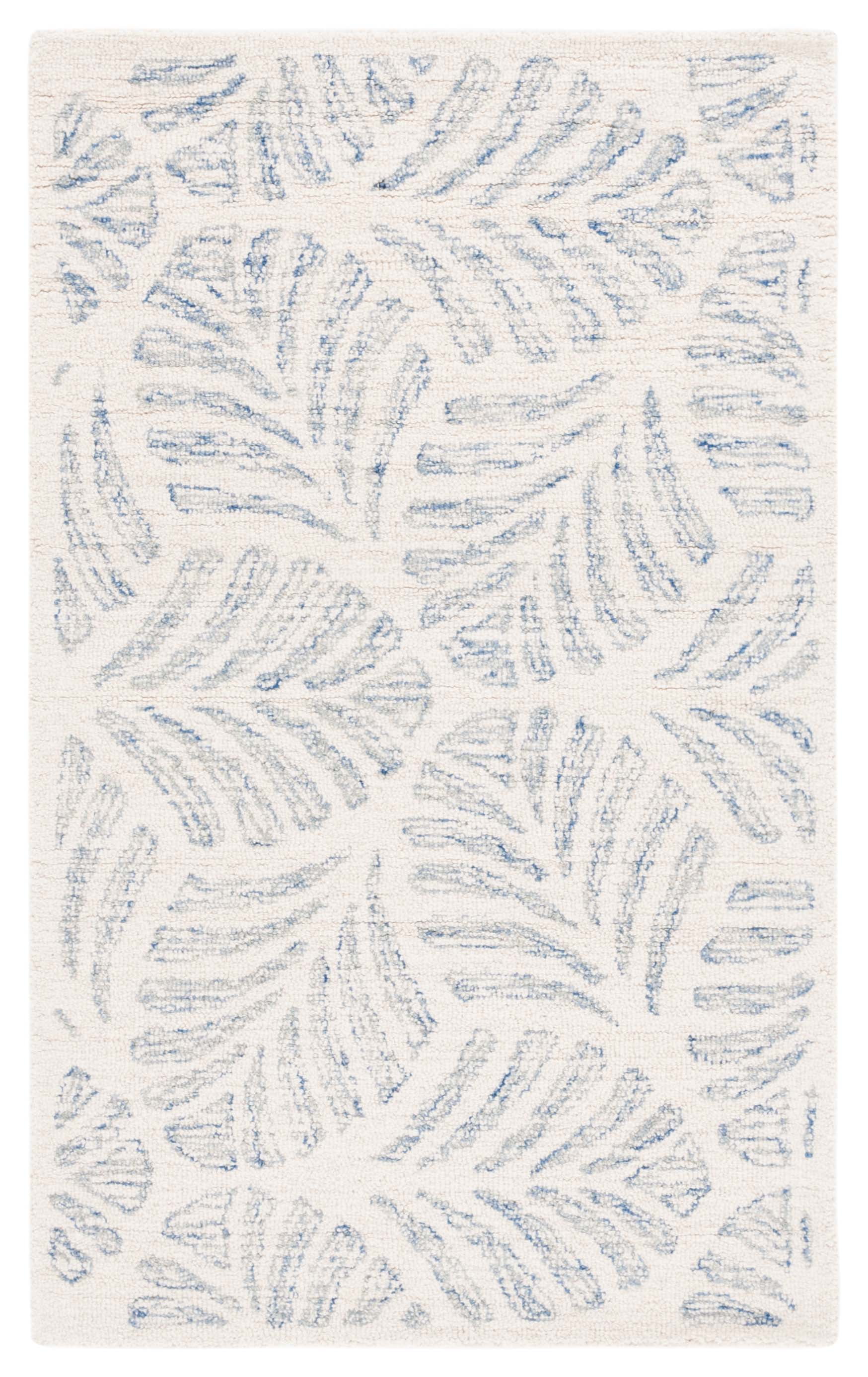 SAFAVIEH Jardin Cyan Leaves Area Rug, Ivory/Blue, 3' x 5'