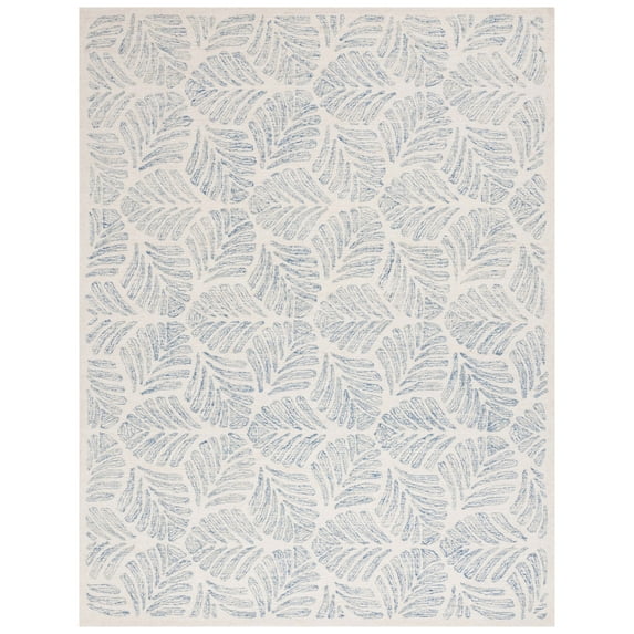 SAFAVIEH Jardin Cyan Leaves Area Rug, Ivory/Blue, 8' x 10'