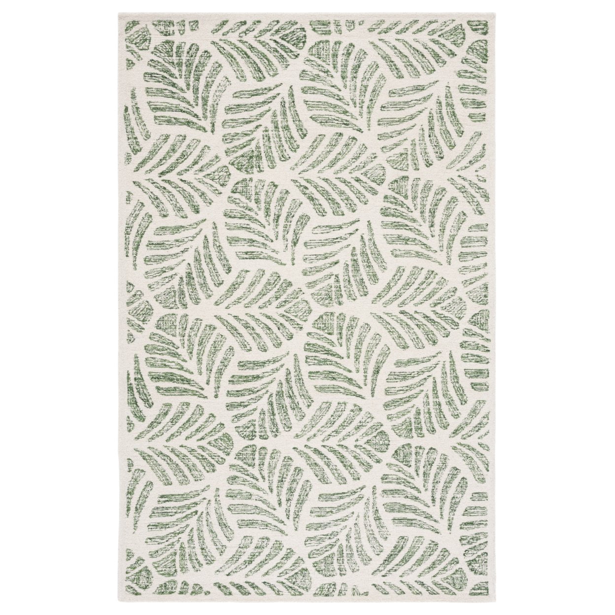 SAFAVIEH Jardin Cyan Leaves Area Rug, Ivory/Green, 5' x 8'