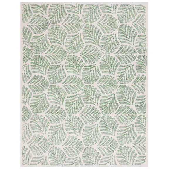 SAFAVIEH Jardin Cyan Leaves Area Rug, Ivory/Green, 9' x 12'
