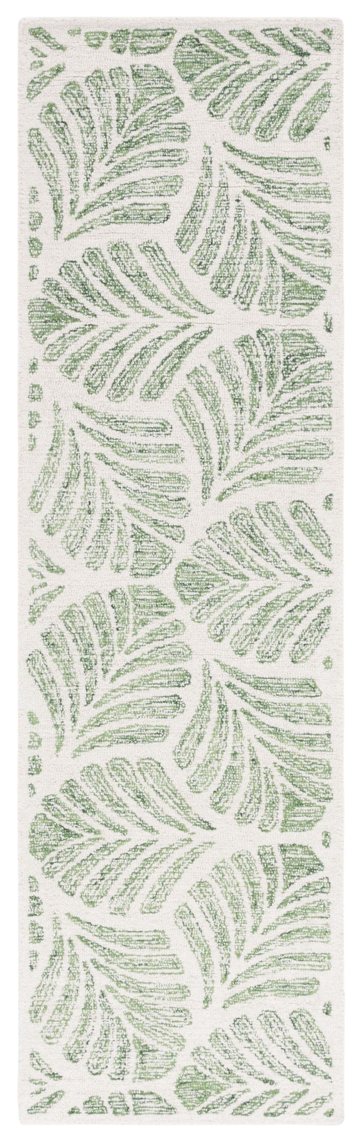 SAFAVIEH Jardin Cyan Leaves Runner Rug, Ivory/Green, 2'3