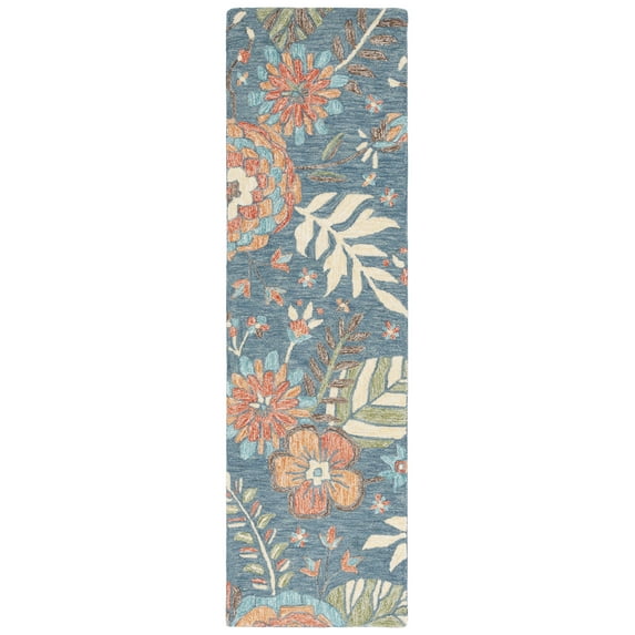 SAFAVIEH Jardin Delmar Floral Runner Rug, Blue/Green, 2'3" x 8'