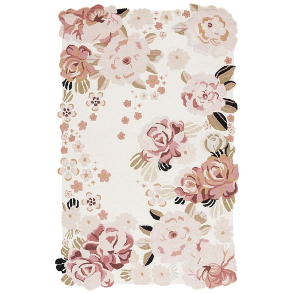 SAFAVIEH Jardin Denton Floral Area Rug, Ivory/Pink, 3' x 5'