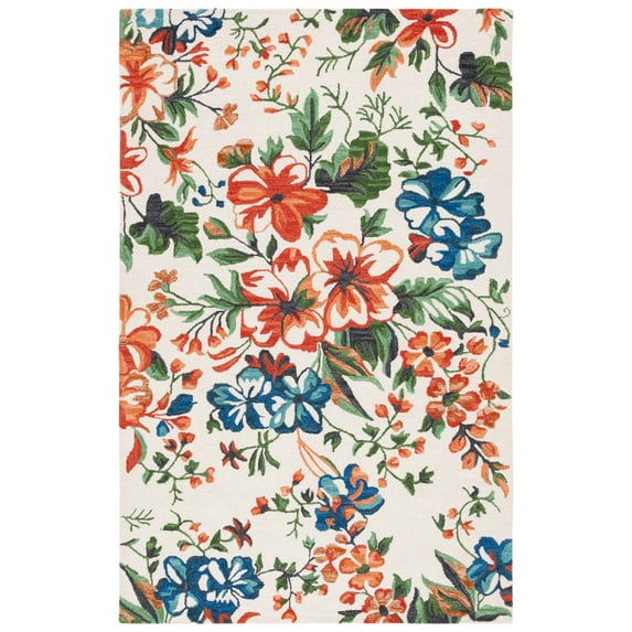 SAFAVIEH Jardin Dorian Floral Area Rug, Ivory/Orange, 3' x 5'