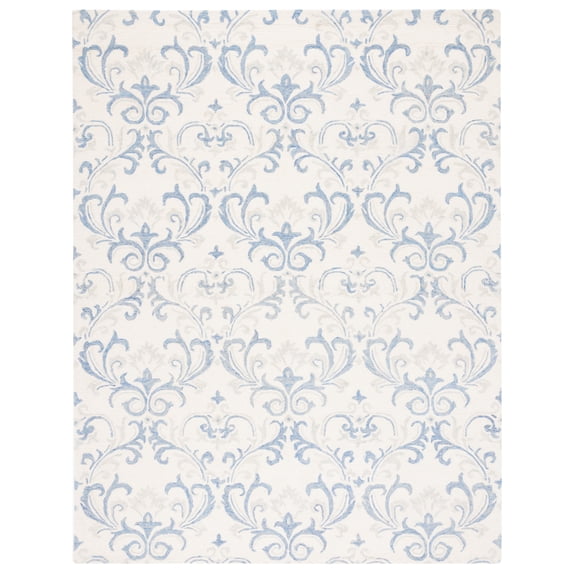 SAFAVIEH Jardin Garrick Floral Wool Area Rug, Ivory/Blue, 5' x 8'