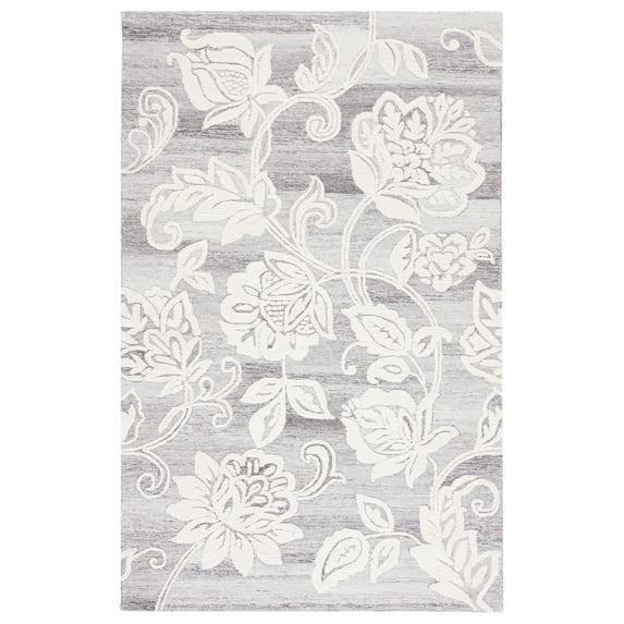 SAFAVIEH Jardin Isidor Floral Area Rug, Gray/Ivory, 4' x 6'