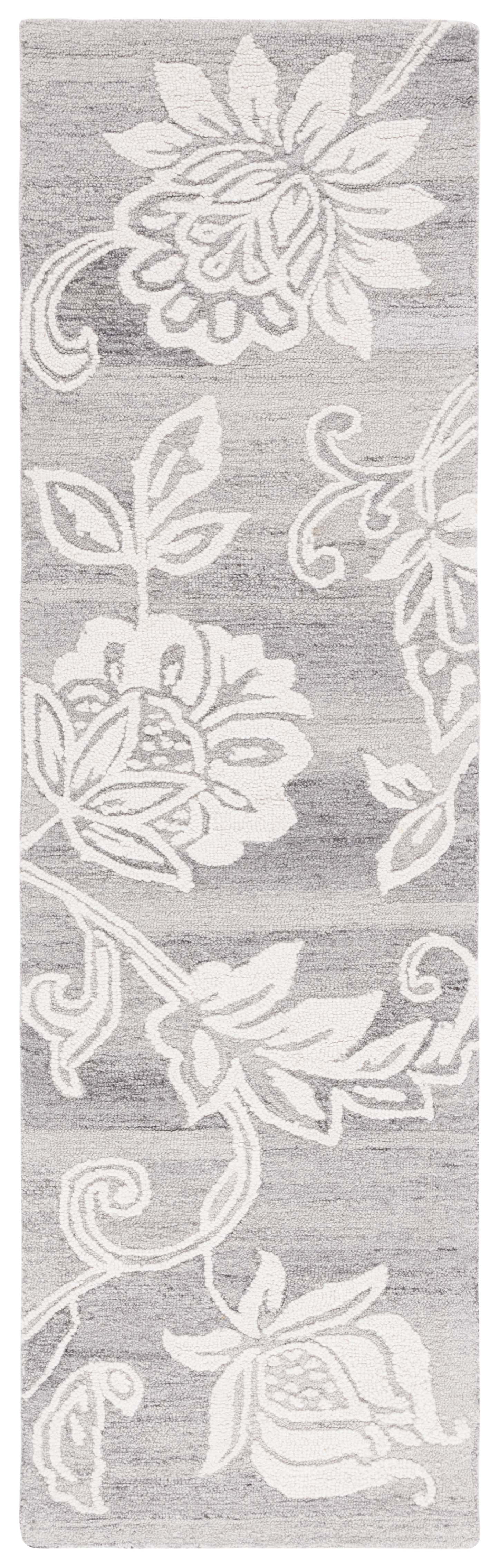 SAFAVIEH Jardin Isidor Floral Runner Rug, Gray/Ivory, 2'3" x 8'