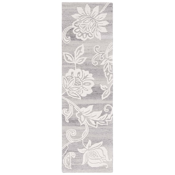 SAFAVIEH Jardin Isidor Floral Runner Rug, Gray/Ivory, 2'3" x 8'