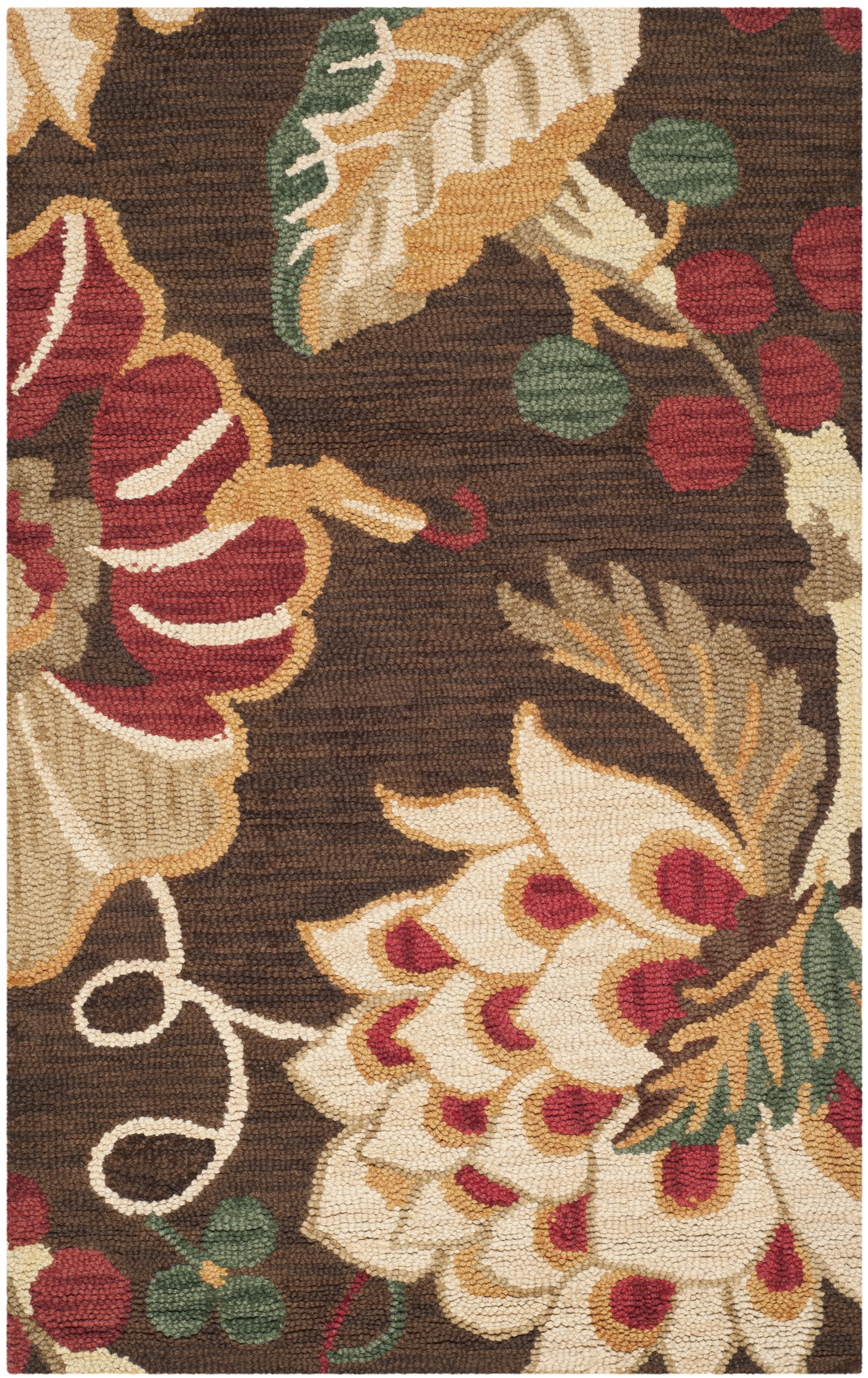 Handmade Red and Brown Floral Wool Area Rug