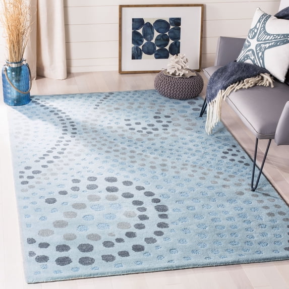 Safavieh Jardin Lennox Geometric Wool Area Rug, Blue/Gray, 5' x 8'