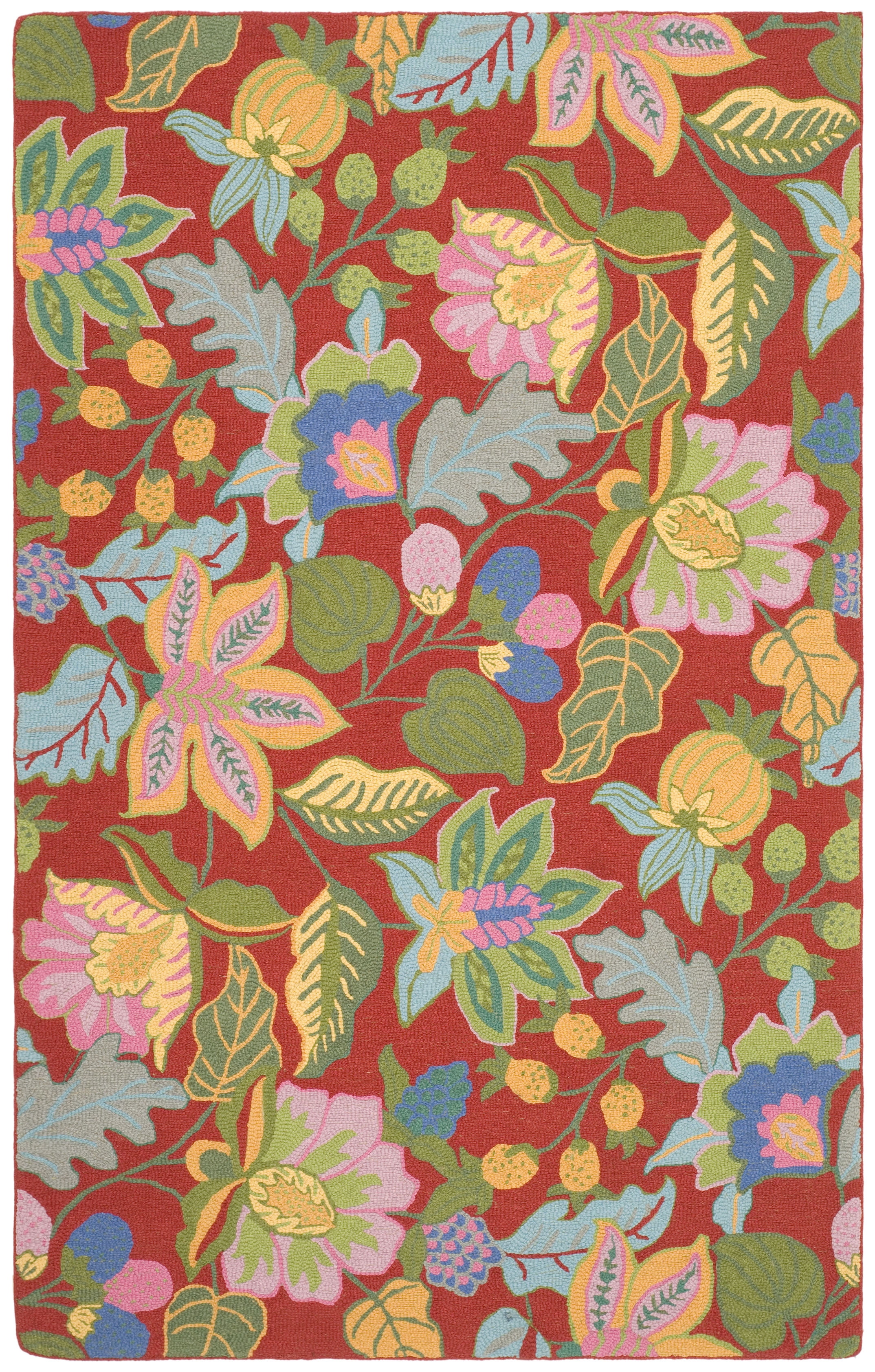 Red Multicolor Rug SAFAVIEH Jardin Coriander Floral Wool Area Rug, Red/Multi, 8' x 10 ...