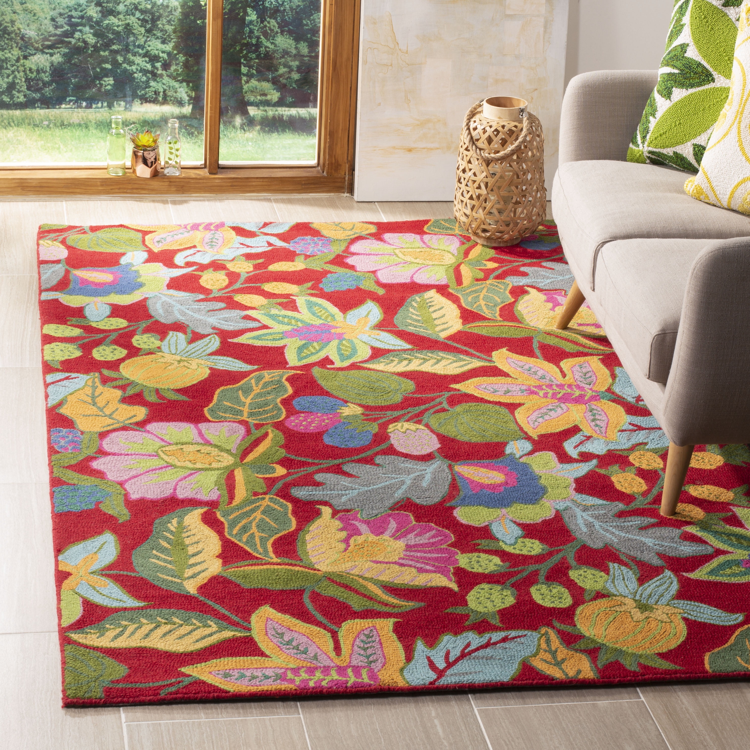 Red Multicolor Rug Safavieh Jardin Coriander Floral Wool Area Rug, Red/Multi, 2' x 3 ...