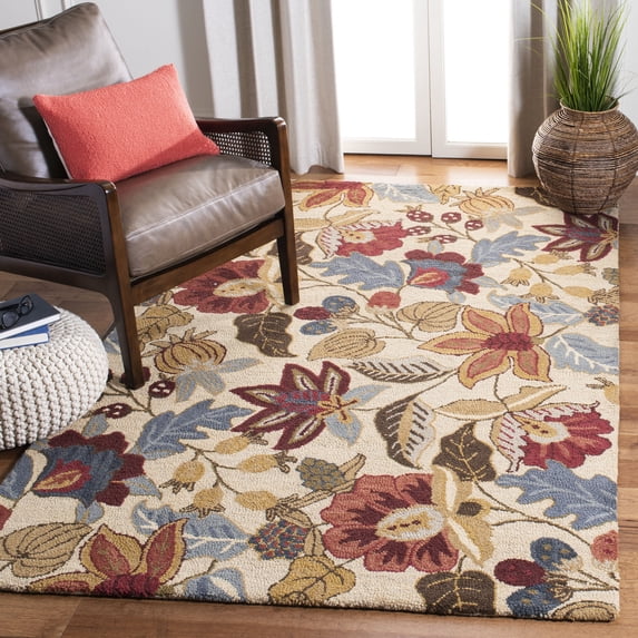 Safavieh Jardin Kelly Floral Wool Area Rug, Beige/Multi, 5' x 8'