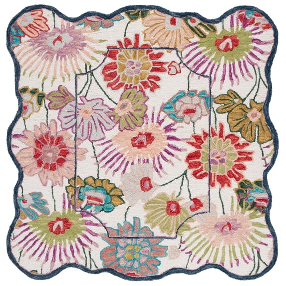 SAFAVIEH Jardin Jack Floral Area Rug, Green/Ivory, 6' x 6' Square