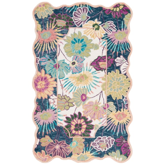 SAFAVIEH Jardin Jack Floral Area Rug, Navy/Ivory, 5' x 8'