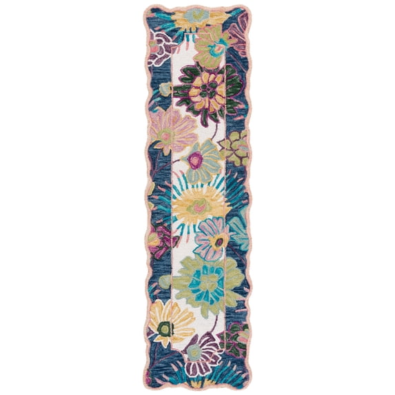 SAFAVIEH Jardin Jack Floral Runner Rug, Navy/Ivory, 2'3" x 8'