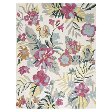 SAFAVIEH Jardin Jamaar Floral Wool Area Rug, Ivory/Pink, 8' x 10'