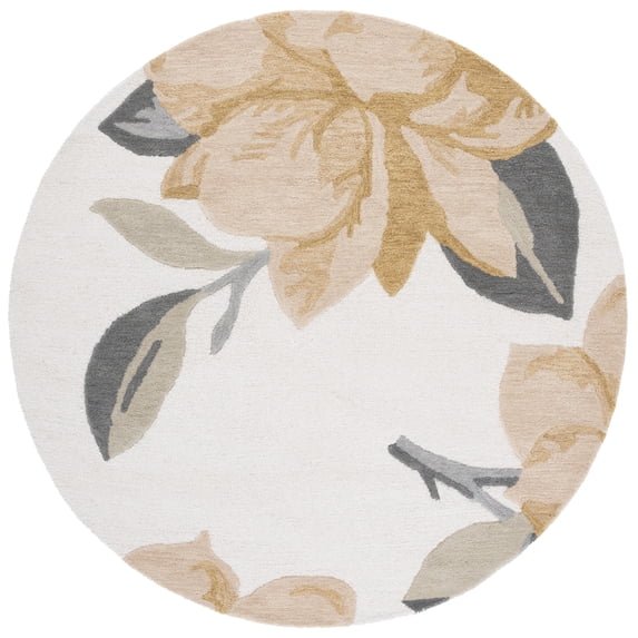 SAFAVIEH Jardin Jessie Floral Area Rug, Ivory/Beige, 6' x 6' Round
