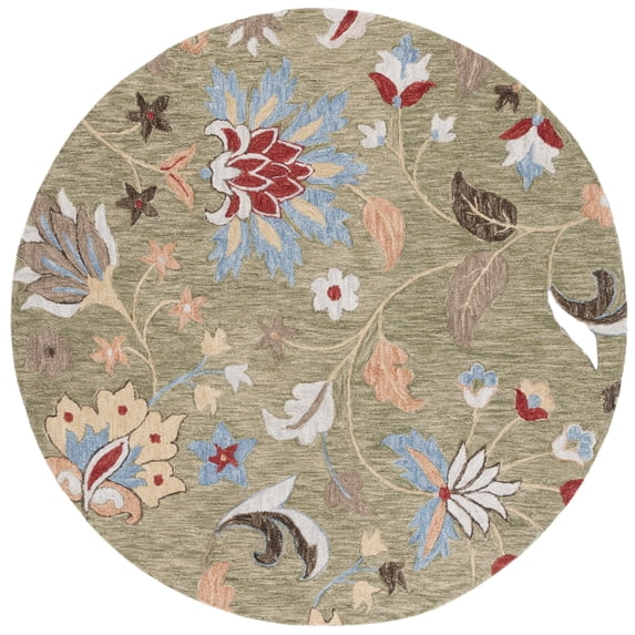 SAFAVIEH Jardin Jimmy Floral Area Rug, Green/Blue, 7' x 7' Round