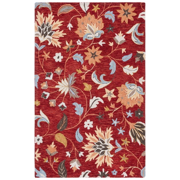 SAFAVIEH Jardin Jimmy Floral Area Rug, Red/Orange, 3' x 5'