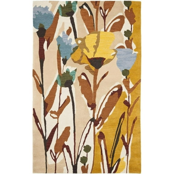 SAFAVIEH Jardin Kostadin Floral Wool Area Rug, Ivory/Multi, 8' x 10'