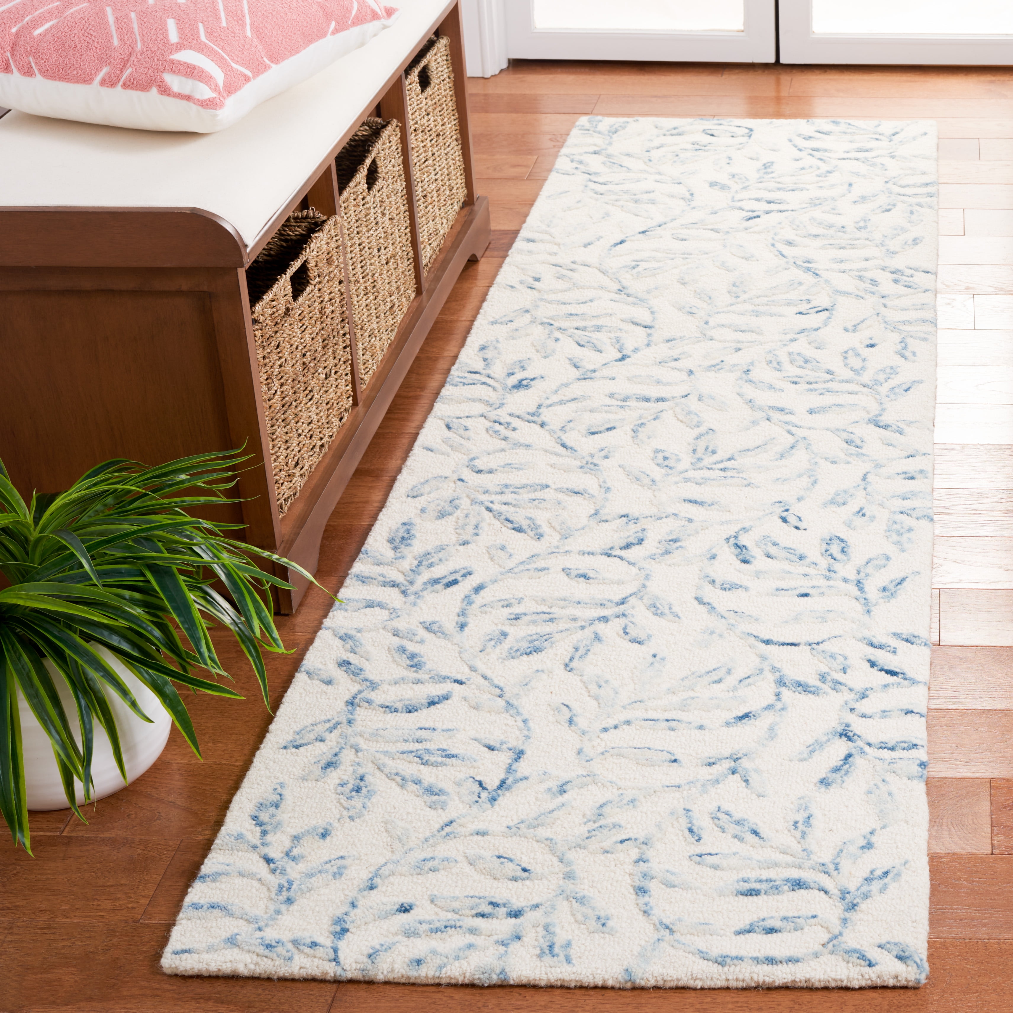 Safavieh Jardin Lailee Leaves Runner Rug, Ivory/Blue, 2'3" x 8'