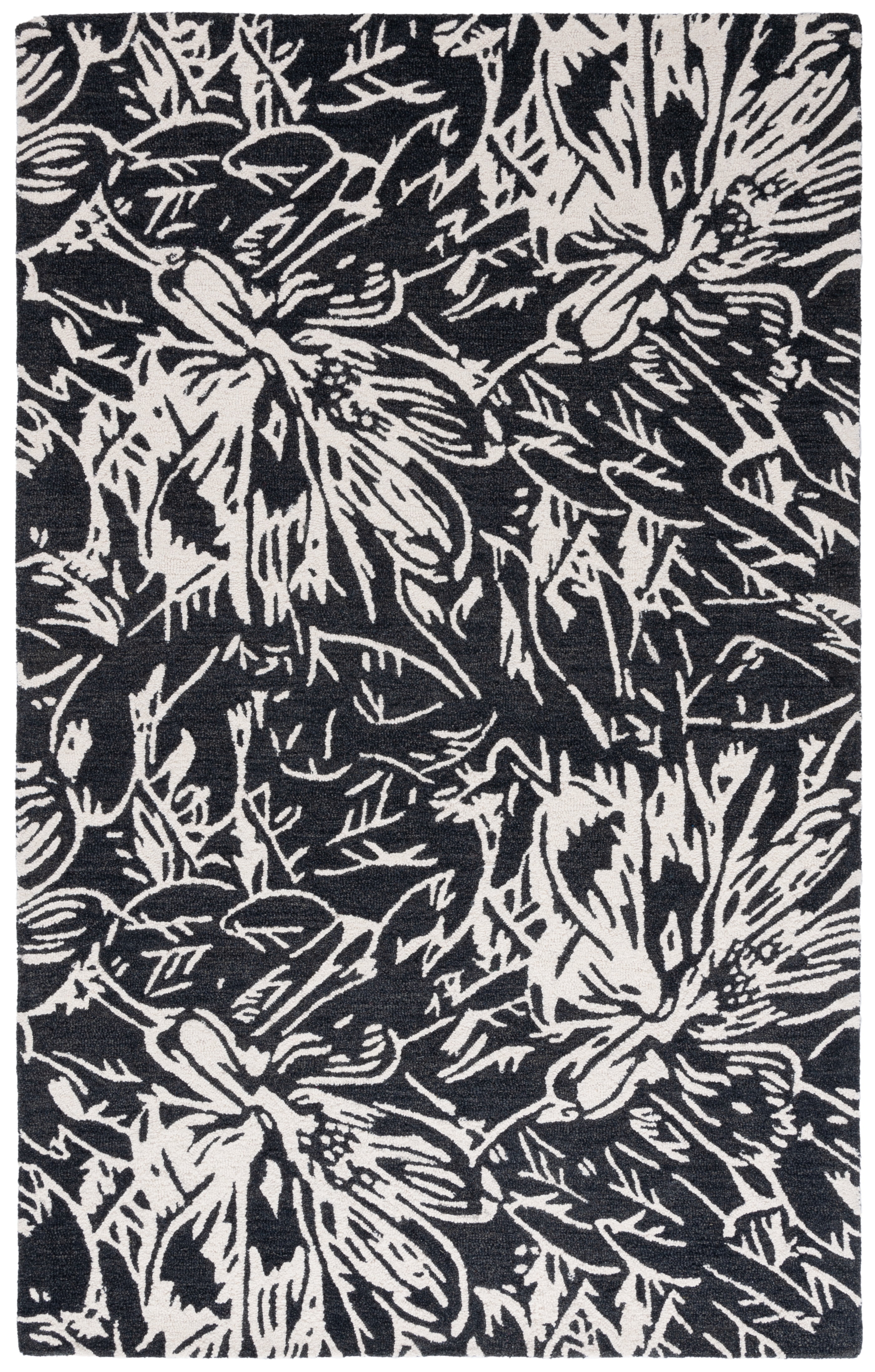 SAFAVIEH Jardin Lalia Floral Area Rug, Black/Ivory, 5' x 8'