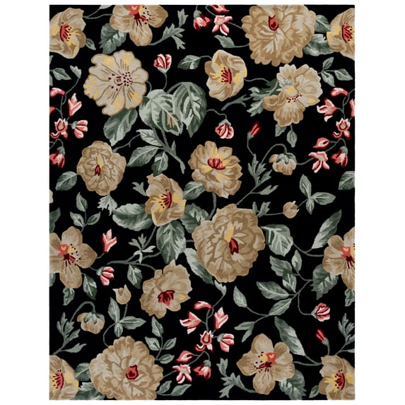 SAFAVIEH Jardin Leland Floral Area Rug, Black/Beige, 8' x 10'