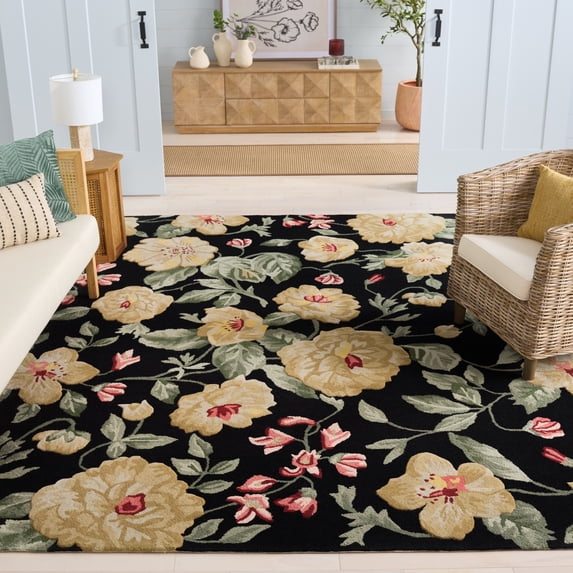 Safavieh Jardin Leland Floral Area Rug, Black/Beige, 9' x 12'