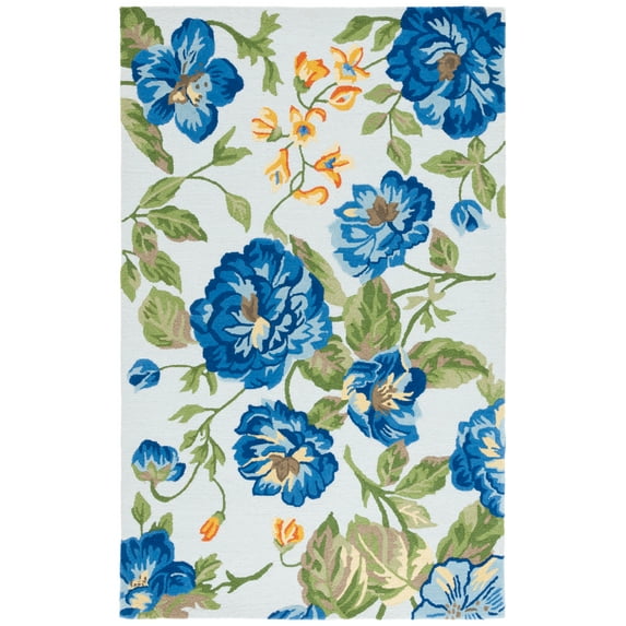 SAFAVIEH Jardin Leland Floral Area Rug, Light Gray/Blue, 6' x 9'