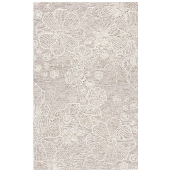 SAFAVIEH Jardin Lucetta Floral Area Rug, Grey/Ivory, 5' x 8'