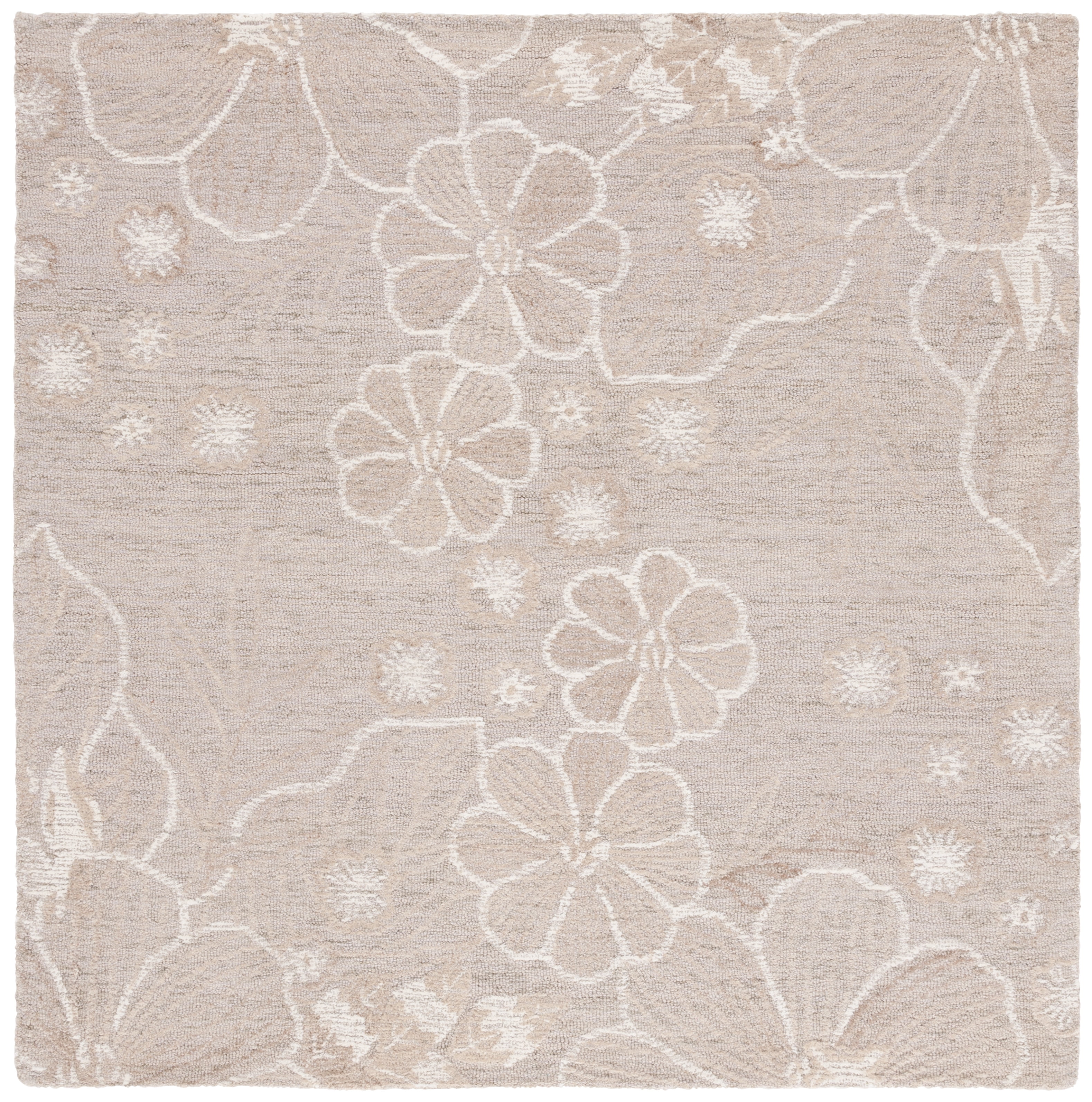 SAFAVIEH Jardin Lucetta Floral Area Rug, Grey/Ivory, 6' x 6' Square