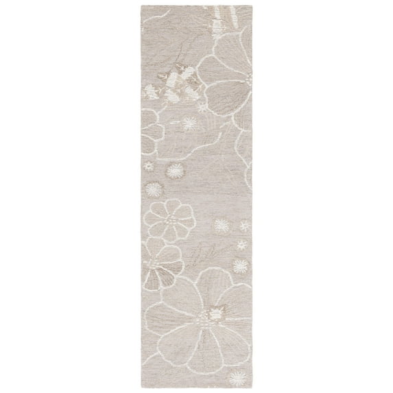 SAFAVIEH Jardin Lucetta Floral Runner Rug, Grey/Ivory, 2'3" x 8'