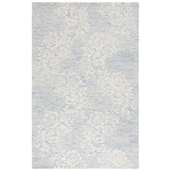 SAFAVIEH Jardin Lucille Leaves Area Rug, Blue/Ivory, 3' x 5'