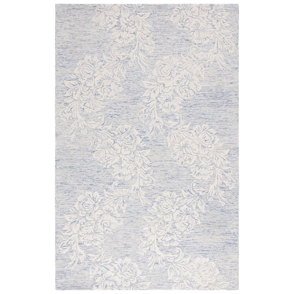 SAFAVIEH Jardin Lucille Leaves Area Rug, Blue/Ivory, 3' x 5'