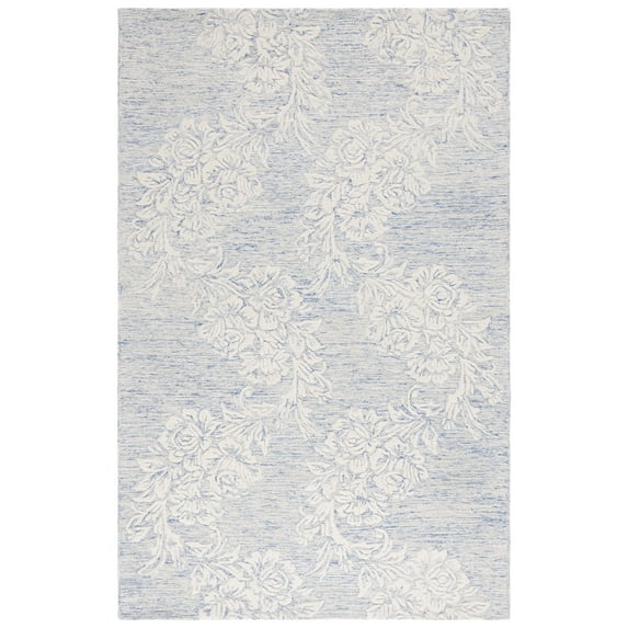 SAFAVIEH Jardin Lucille Leaves Area Rug, Blue/Ivory, 5' x 8'