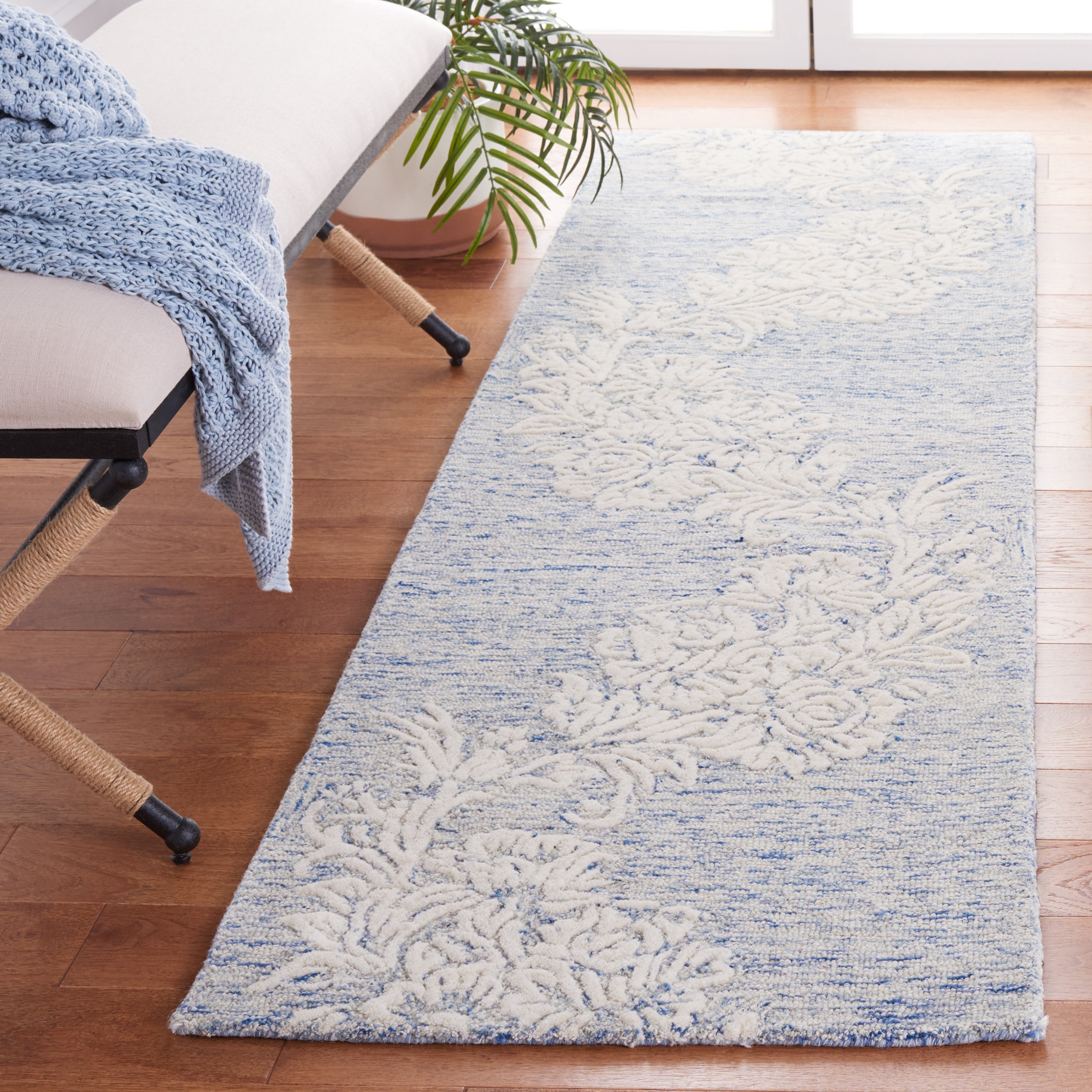 Safavieh Jardin Lucille Leaves Runner Rug, Blue/Ivory, 2'3" x 8'