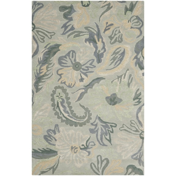 SAFAVIEH Jardin Marcella Floral Wool Area Rug, Grey/Dark Grey, 5' x 8'