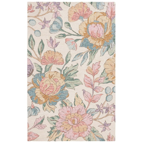 SAFAVIEH Jardin Merletta Floral Area Rug, Ivory/Pink, 3' x 5'