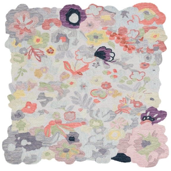 SAFAVIEH Jardin Naira Floral Area Rug, Green/Pink, 6' x 6' Square