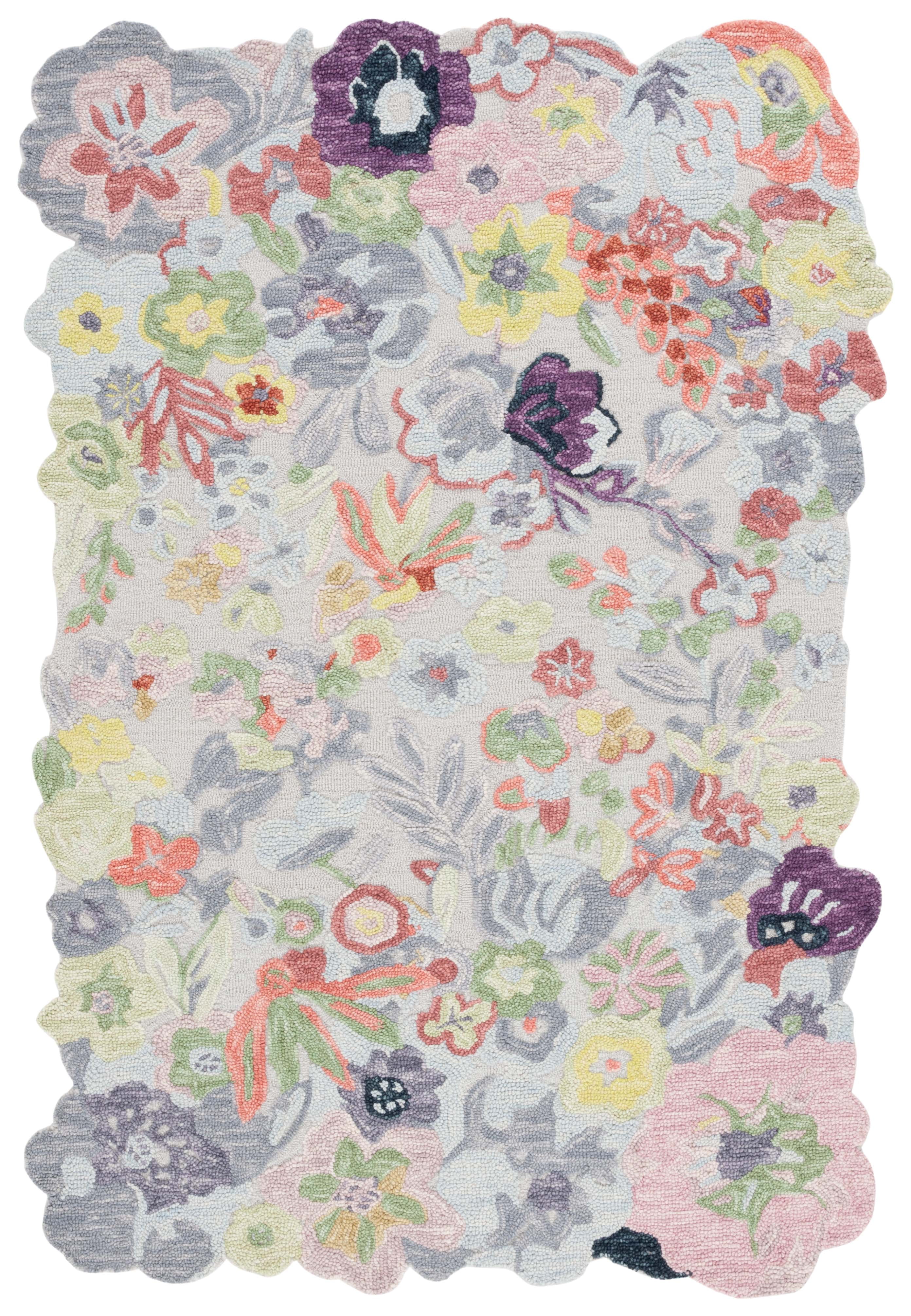 Handmade Multicolor Floral Wool 6' x 9' Area Rug