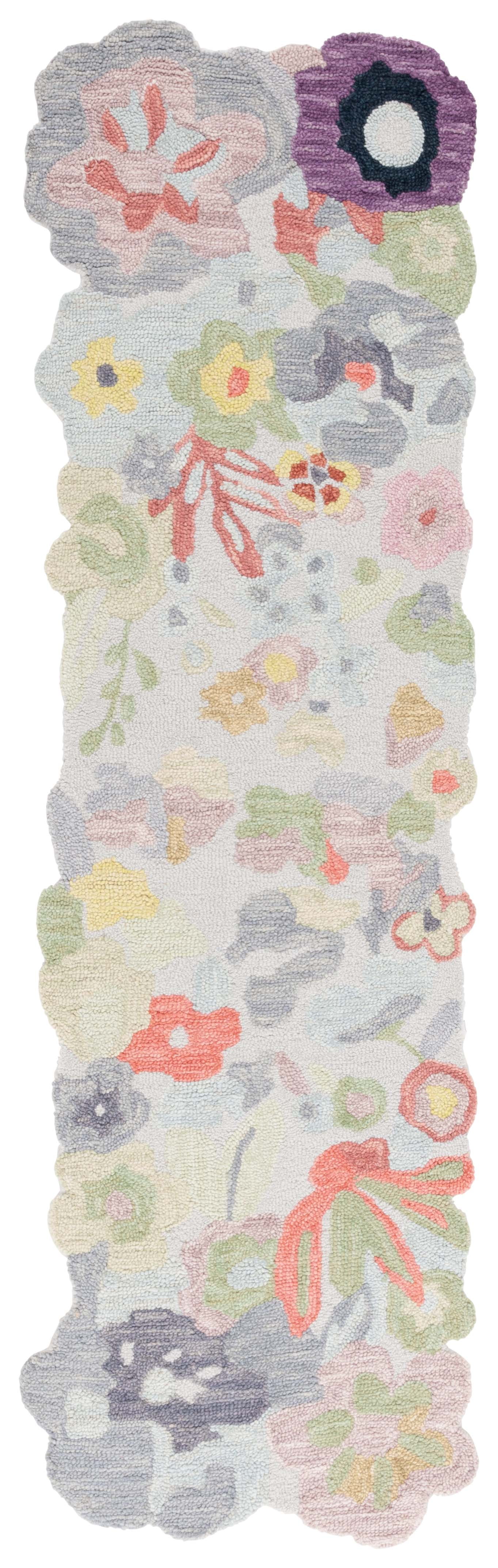 Handmade Floral Wool Runner Rug in Multicolor, 2'3" x 8'