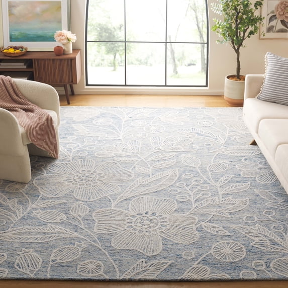 Safavieh Jardin Natalie Floral Wool Area Rug, Blue/Ivory, 8' x 10'