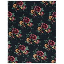 SAFAVIEH Jardin Rumen Floral Wool Area Rug, Black/Pink, 8' x 10'