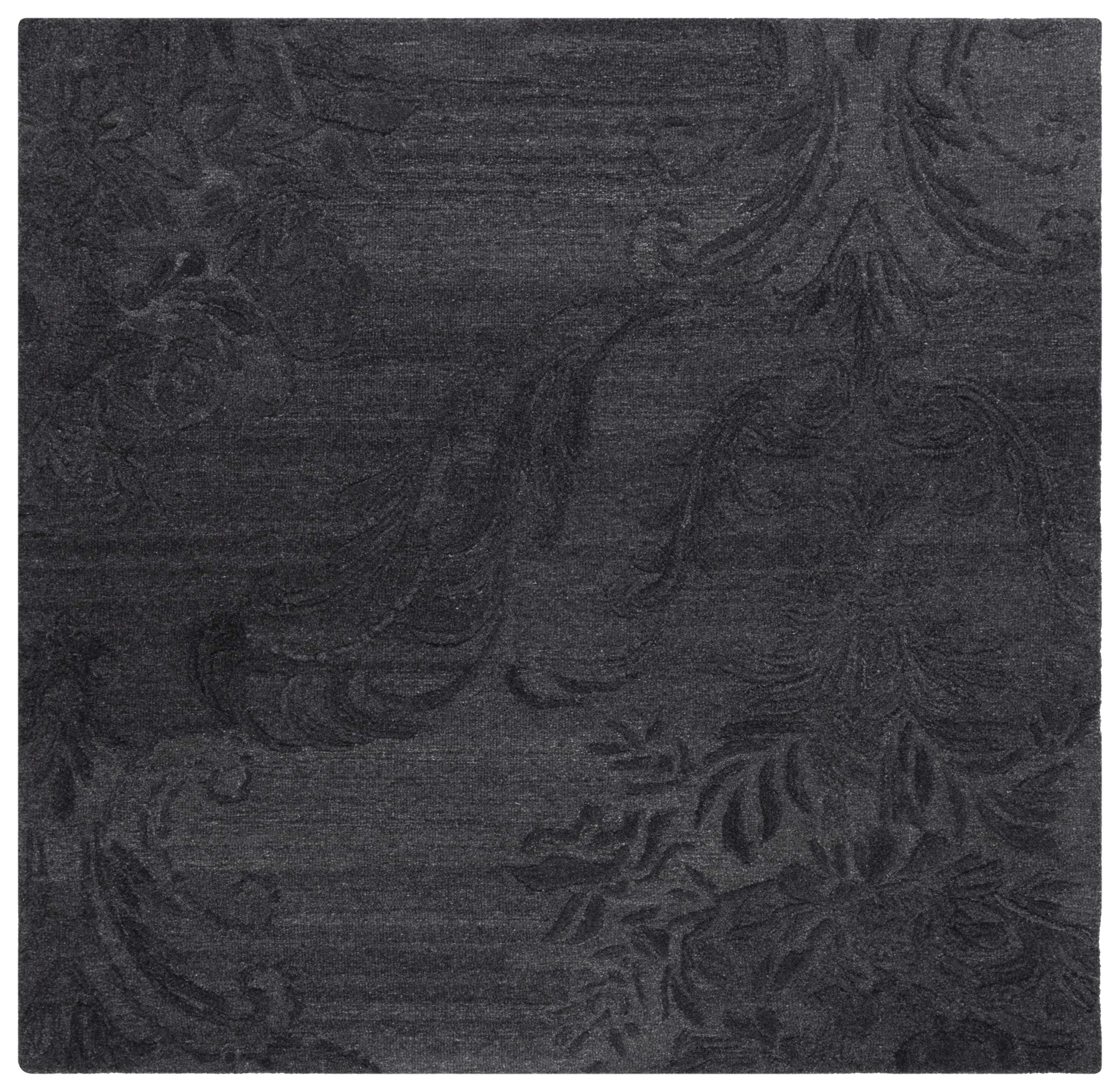 Black Wool Handmade Tufted Square Area Rug 6'x6'