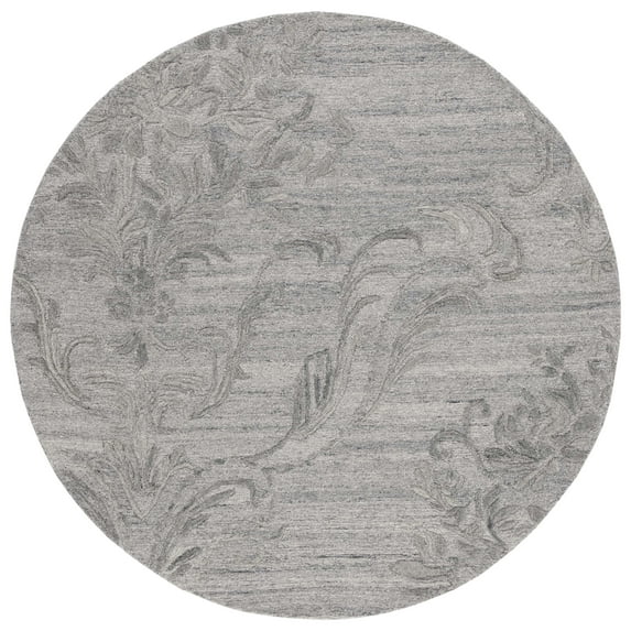 SAFAVIEH Jardin Salome Leaves Area Rug, Gray, 6' x 6' Round