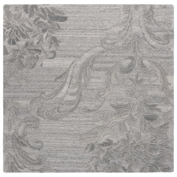 SAFAVIEH Jardin Salome Leaves Area Rug, Gray, 6' x 6' Square